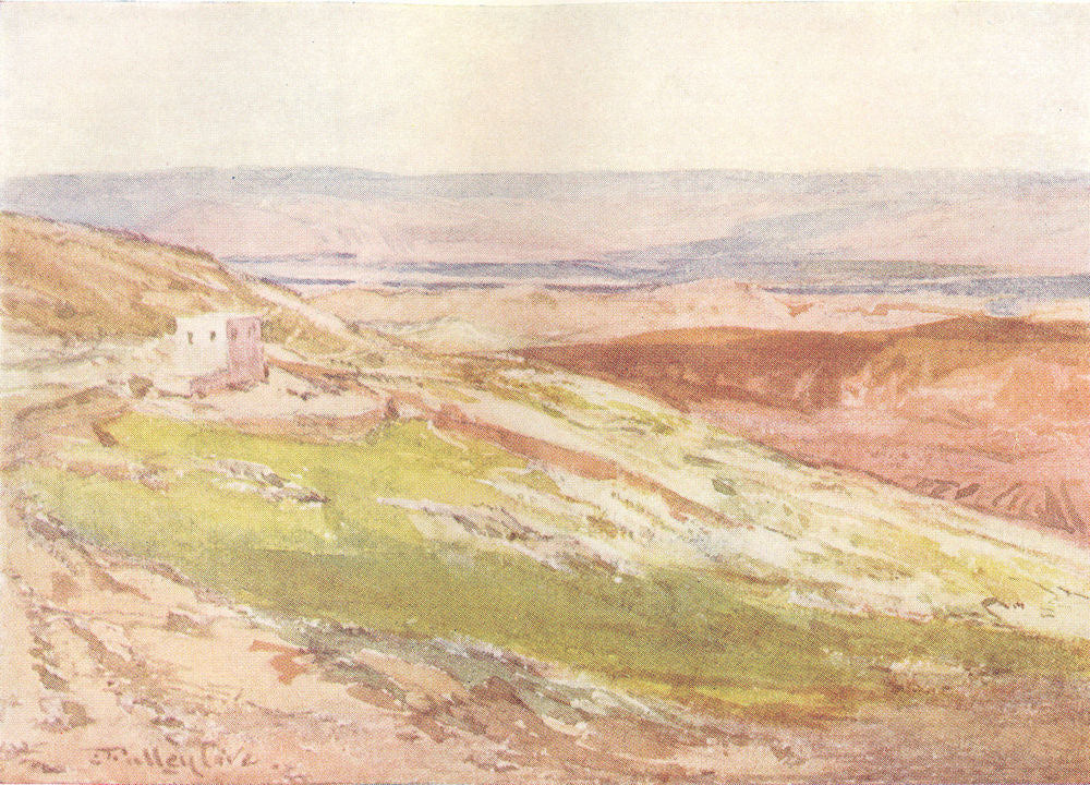 ISRAEL. The valley of the Jordan from the Mount of Olives 1902 old print